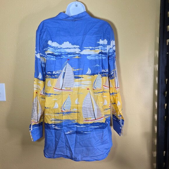NWT Nautica Jeans Women's Sail Day Cotton Long-Sleeve Shirt - Daffodil Multi - Picture 2 of 5